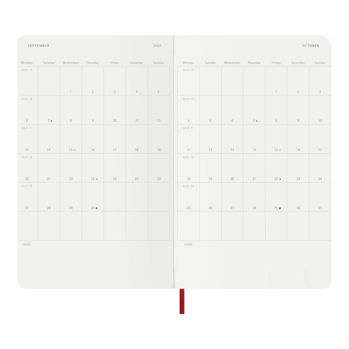 Agenda Classic 2027 Grande Semanal, capa mole, 12 meses, Vermelho Escarlate Vermelho-4