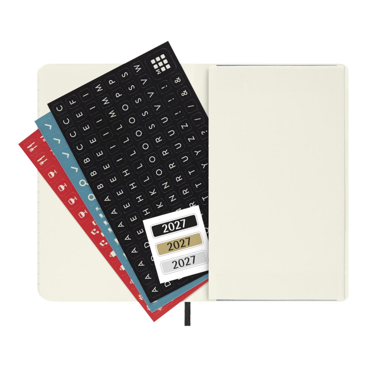 Agenda Classic 2027 de bolso Horizontal semanal, capa mole, 12 meses, Preto Preto-5