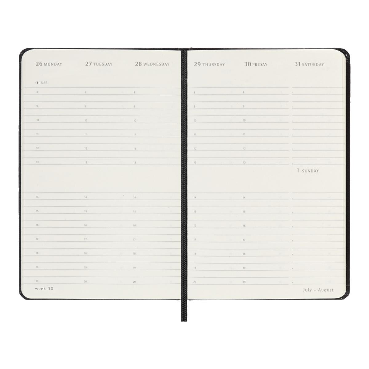 Agenda Classic 2027 de bolso Semanal vertical, capa dura, 12 meses, Preto Preto-3