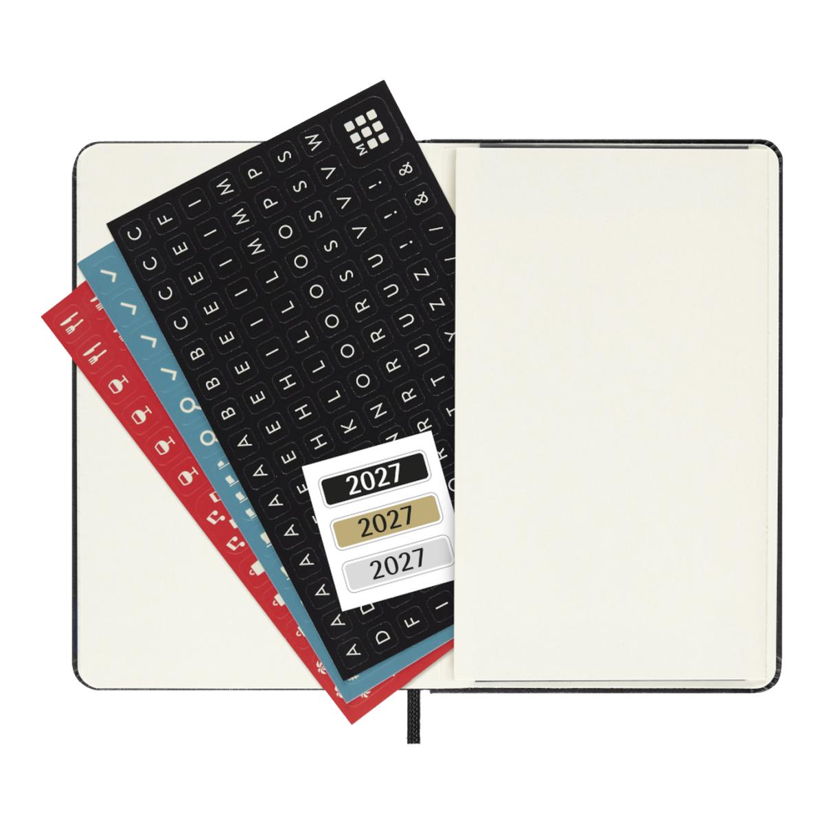 Agenda Classic 2027 de bolso Semanal vertical, capa dura, 12 meses, Preto Preto-5