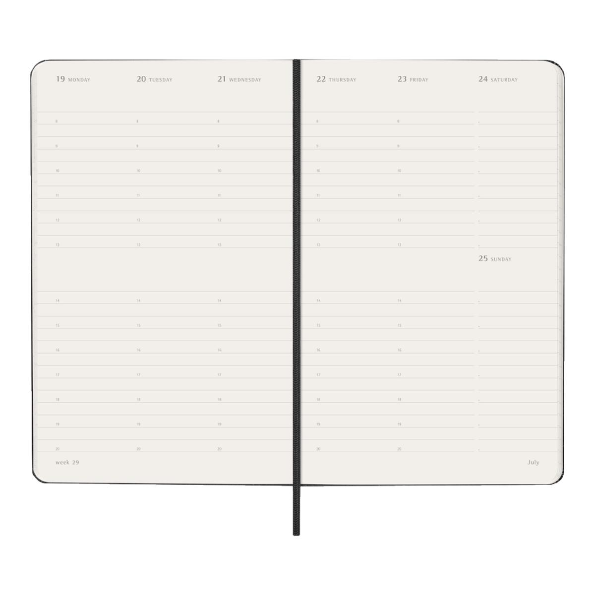 Agenda Classic 2027 Grande Semanal vertical, capa dura, 12 meses, Preto Preto-3