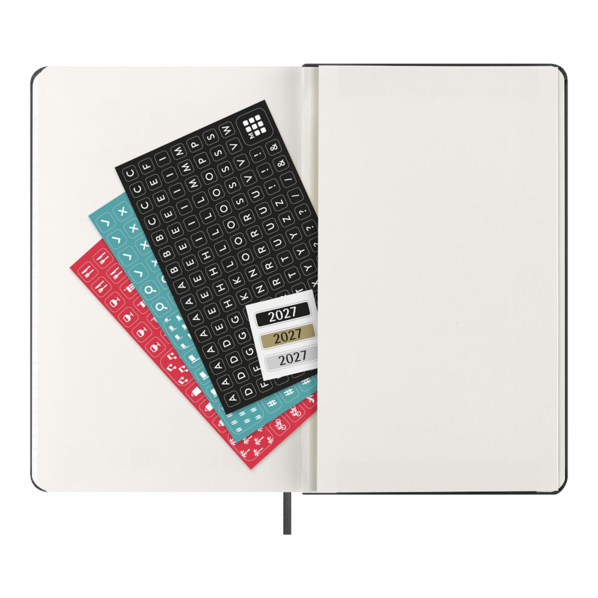 Agenda Classic 2027 Grande Semanal vertical, capa dura, 12 meses, Preto Preto-5