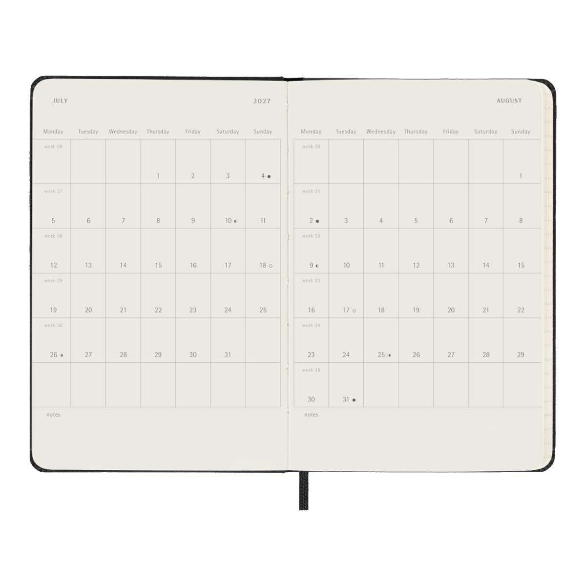 Agenda Clássica 2027 de Bolso Diária, capa dura, 12 meses, preta Preto-4
