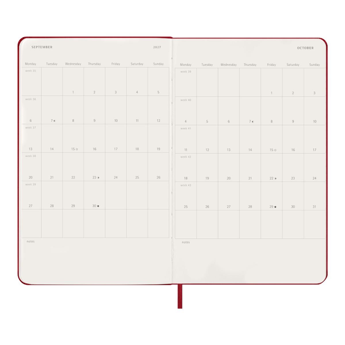 Agenda Classic 2027 Grande Diária, capa dura, 12 meses, Vermelho Escarlate Vermelho-4
