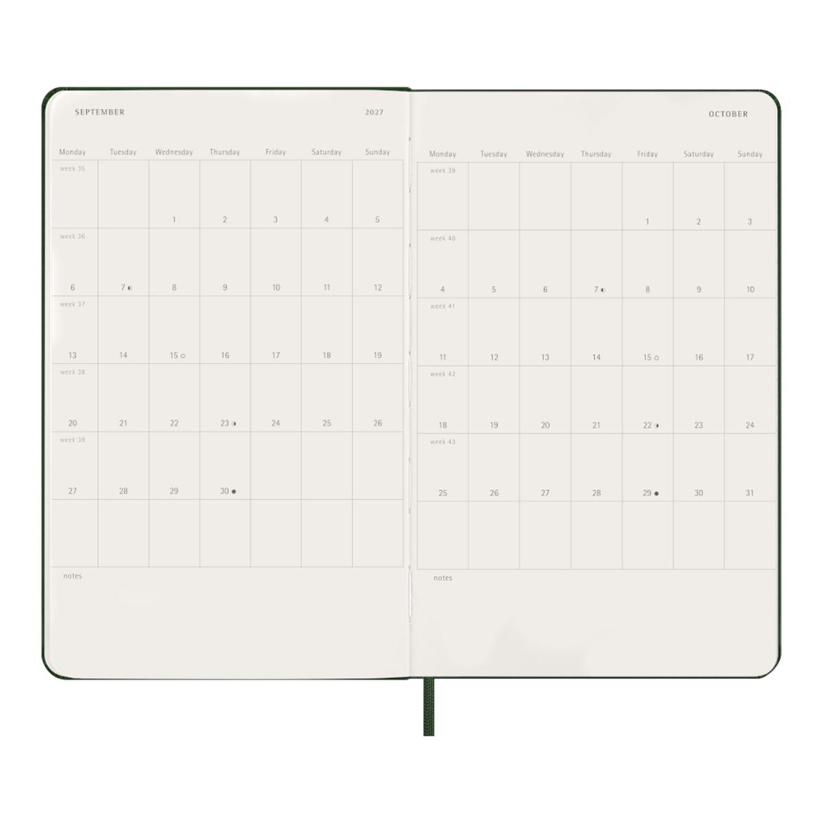 Agenda Classic 2027 Grande Diária, capa dura, 12 meses, Verde Mirto Verde-4