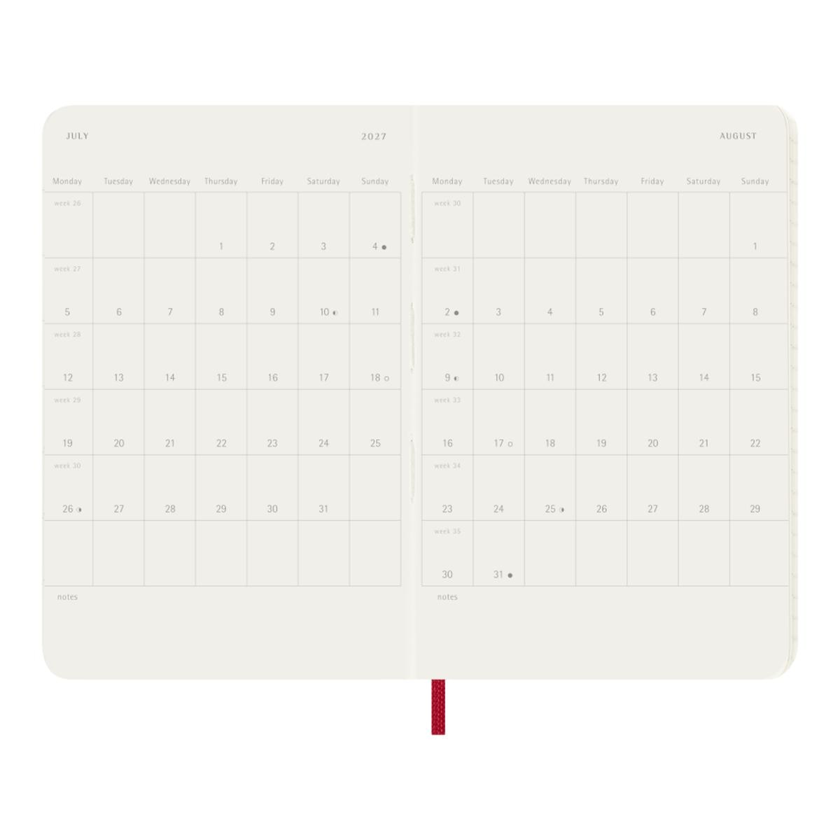 Agenda Classic 2027 de bolso Agenda diária, capa mole, 12 meses, Vermelho Escarlate Vermelho-4