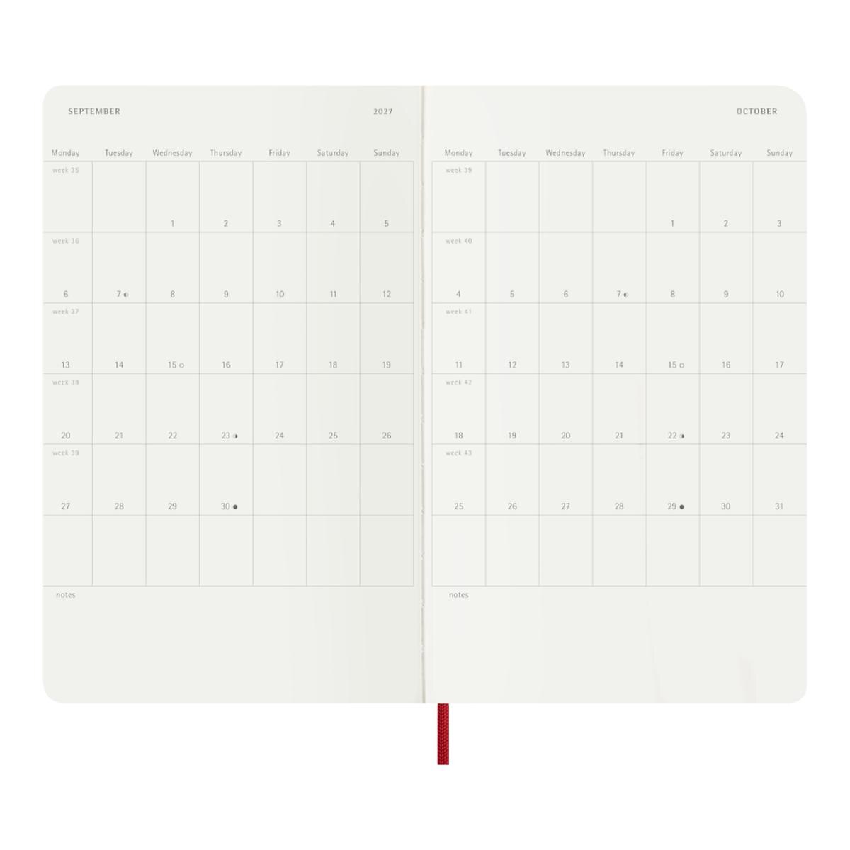 Agenda Classic 2027 Grande Agenda diária, capa mole, 12 meses, Vermelho Escarlate Vermelho-4