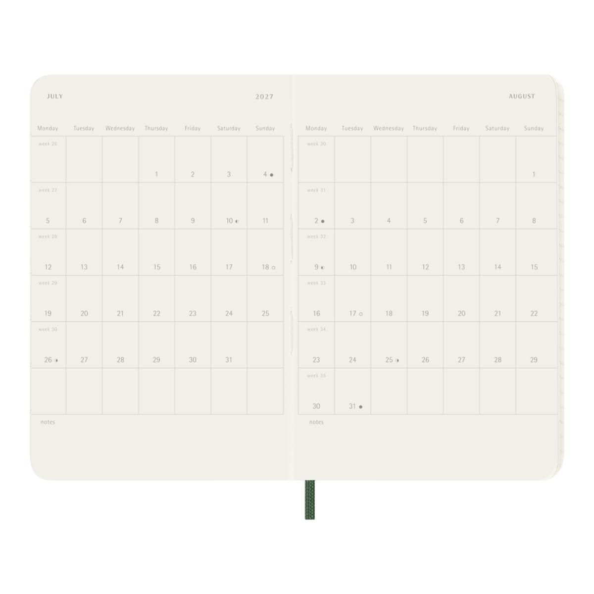 Agenda Classic 2027 de bolso Agenda diária, capa mole, 12 meses, Verde Mirto Verde-4