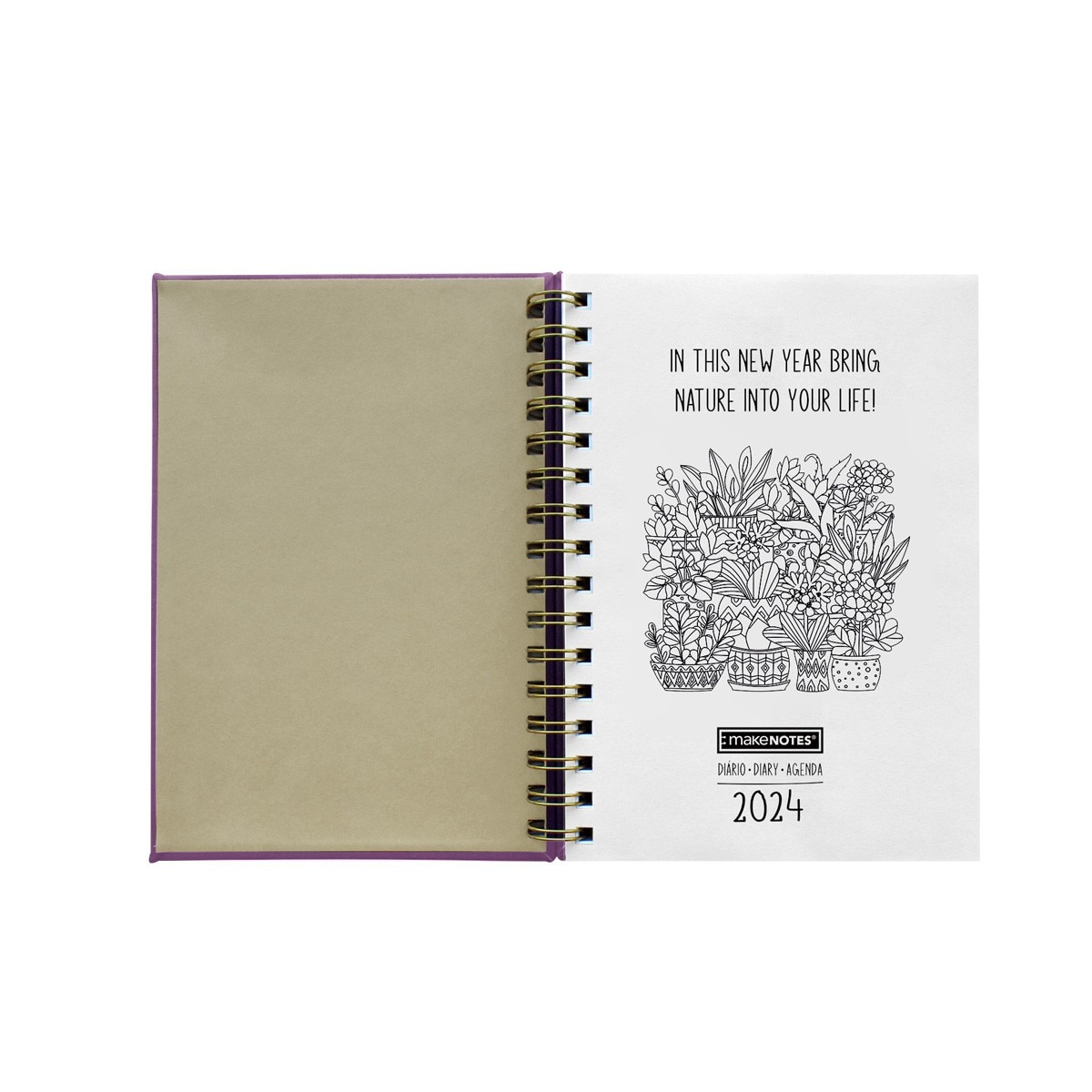 Agenda Semanal 2024 Aubergine A5 12M Espiral A Vista Cobre 3