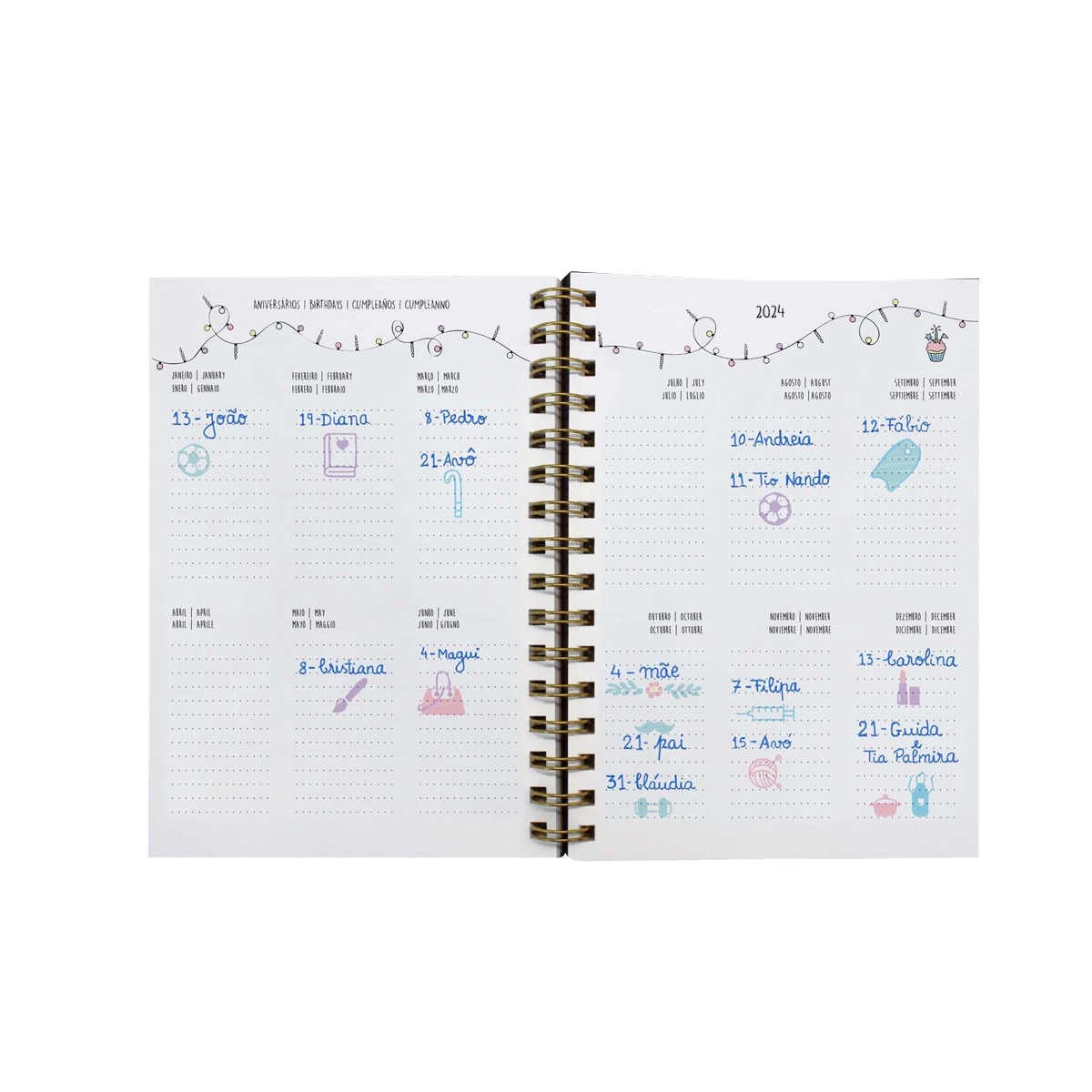 Agenda Semanal 2024 Aubergine A5 12M Espiral A Vista Cobre 4