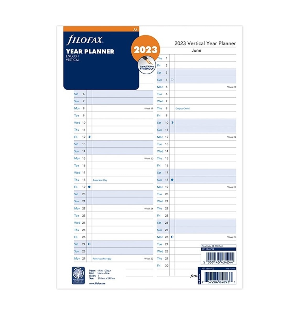 Imagem 0 de Filofax Recarga A4 para Organizador 2023, Inglês