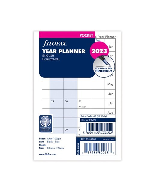 Imagem 0 de Filofax Recarga para Organizador 2023, Inglês
