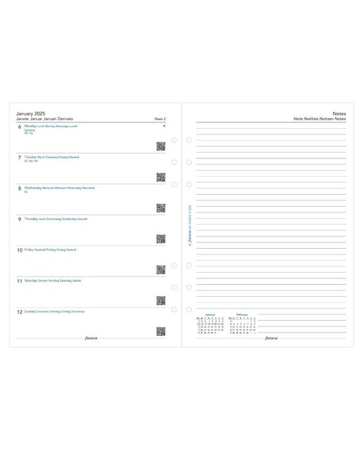Imagem 0 de Recarga Filofax A5 Semana numa página com notas 2025