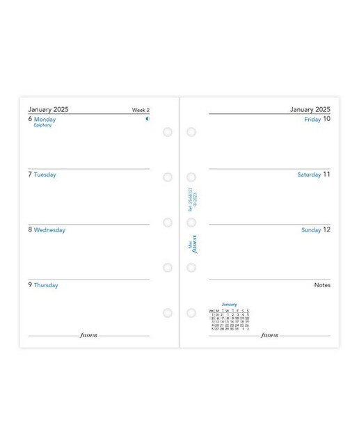 Imagem 0 de Recarga Filofax Mini Week on Two Pages Monday Start English Diary 2025