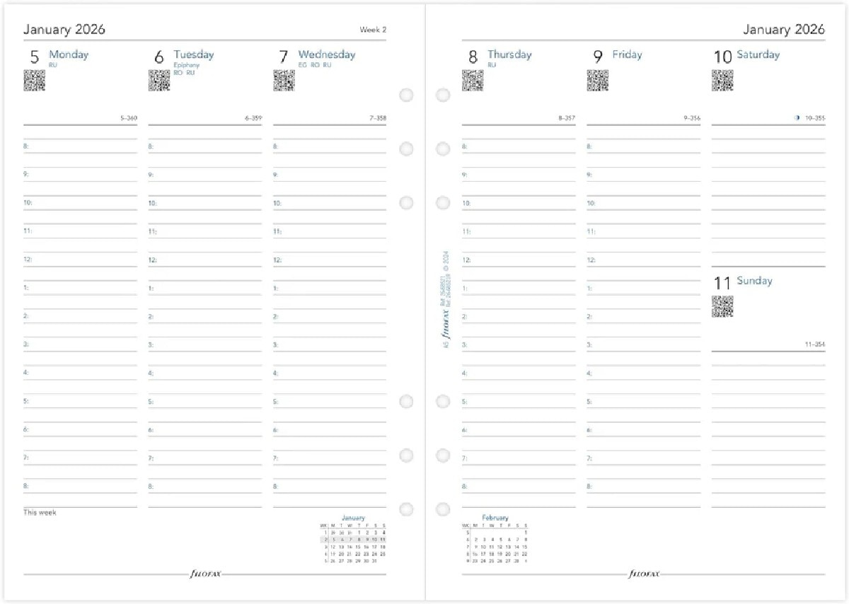 Recarga Agenda 2026 A5 Semanal em Duas Páginas - Ingles 2