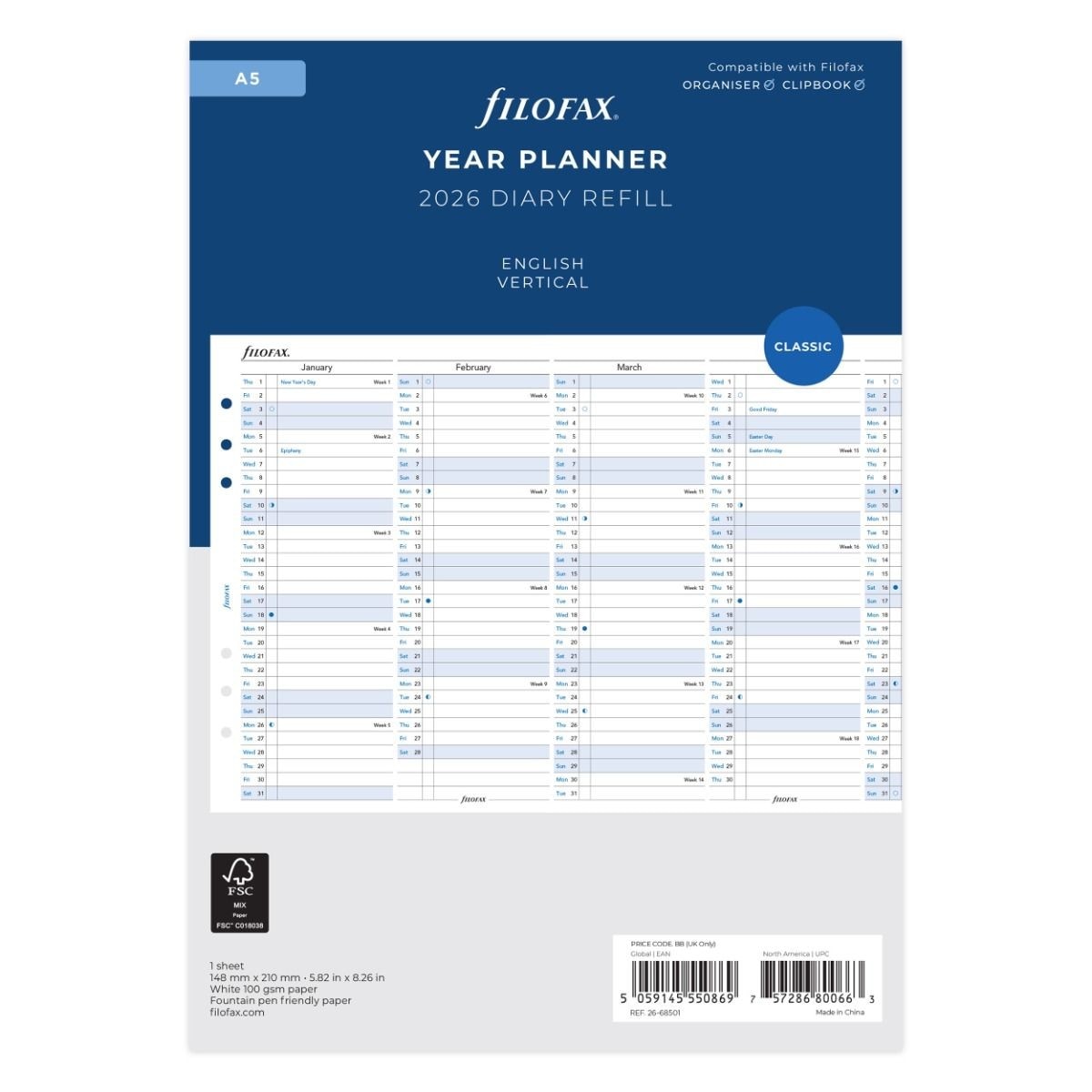 Imagem 0 de Recarga Planificador Anual Vertical 2026 A5