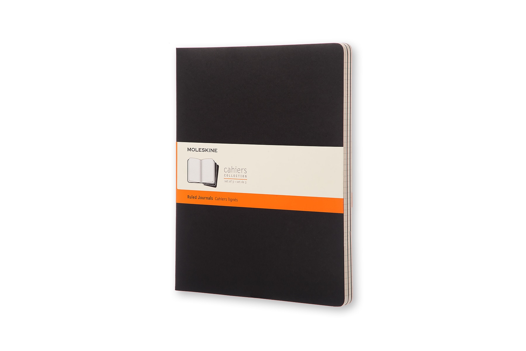 Conjunto de 3 cadernos A4 de linhas pretos Preto-1