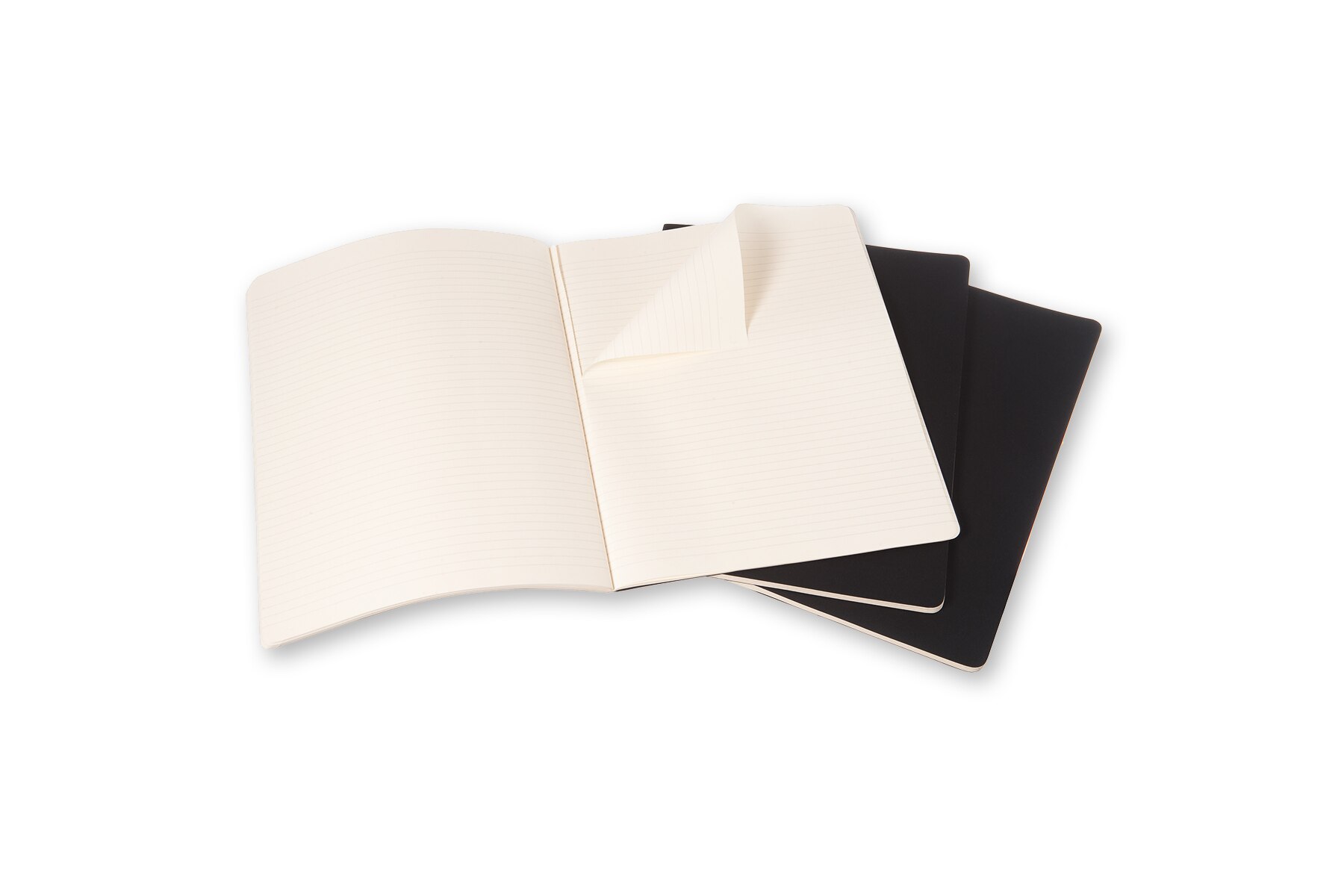 Conjunto de 3 cadernos A4 de linhas pretos Preto-2