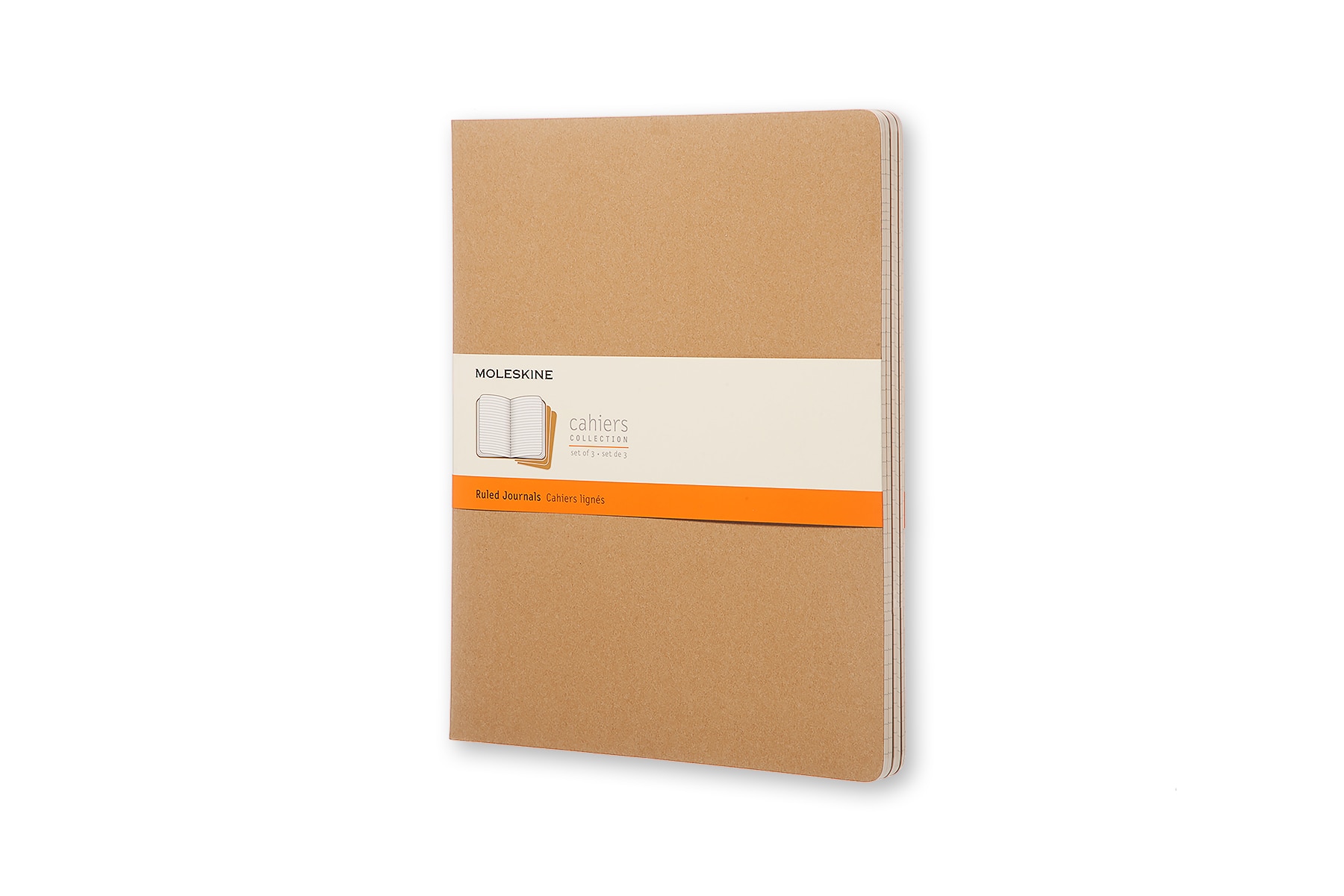 Conjunto de 3 cadernos Moleskine A4 kraft folhas de linhas Kraft-1