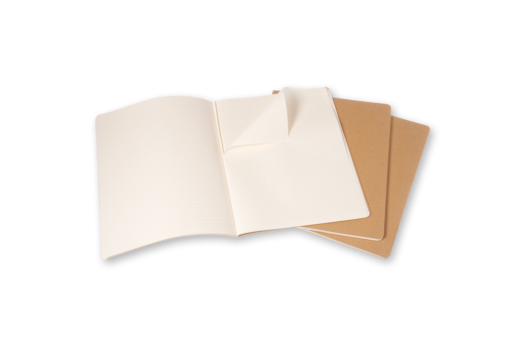 Conjunto de 3 cadernos Moleskine A4 kraft folhas de linhas Kraft-2