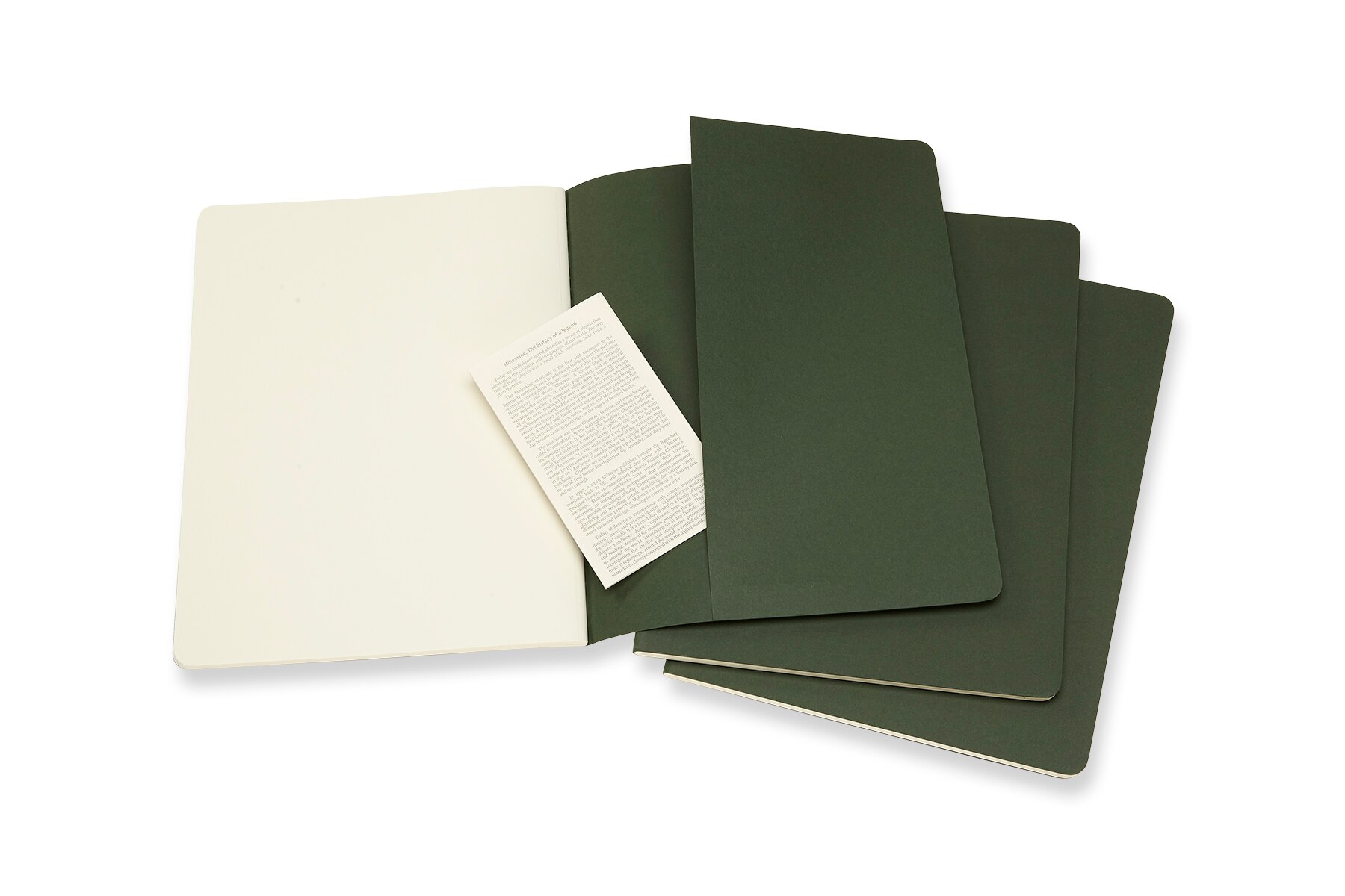 Conjunto de 3 blocos Moleskine verdes extralarge folhas em branco Verde-3