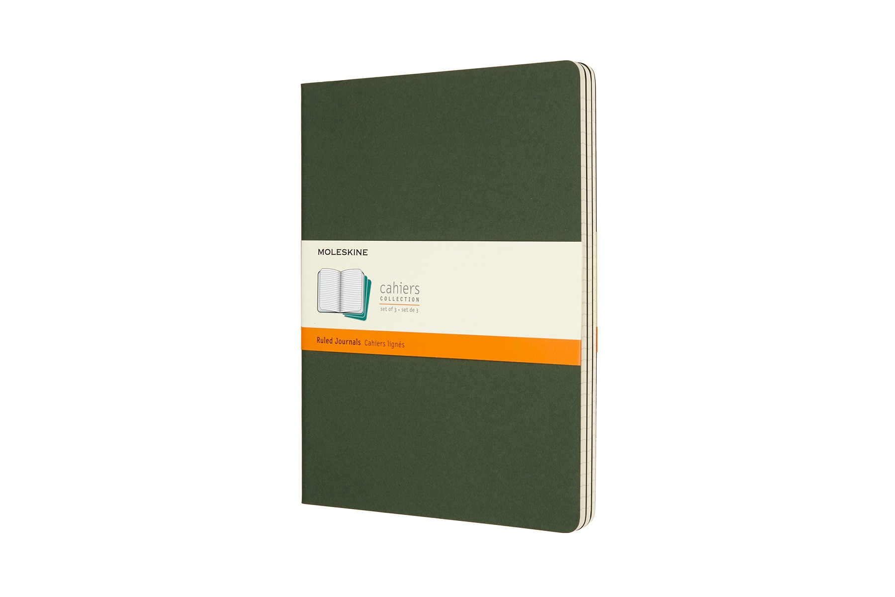 Conjunto de 3 blocos Moleskine verdes extralarge folhas de linhas Verde-1