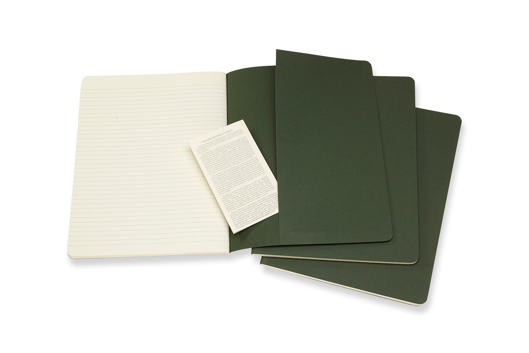 Conjunto de 3 blocos Moleskine verdes extralarge folhas de linhas Verde-3