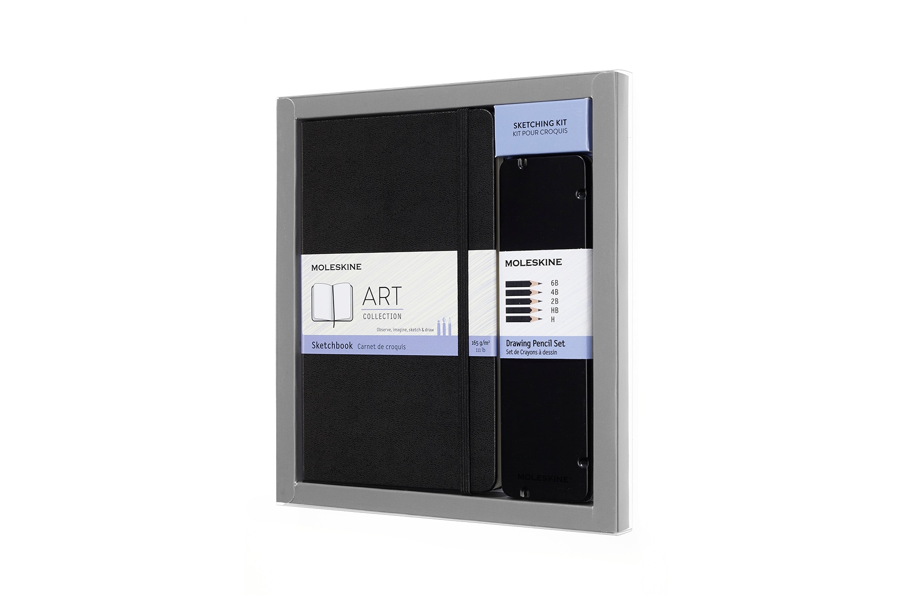 Conjunto de Caderno de Esboços e Estojo de Lápis de Grafite Moleskine Preto-1