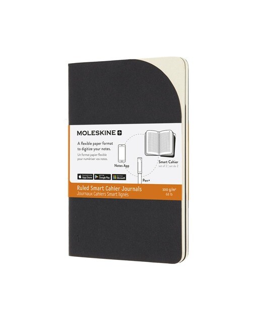 Conjunto de 2 blocos Smartcahier Folhas de linhas pretos Preto-1
