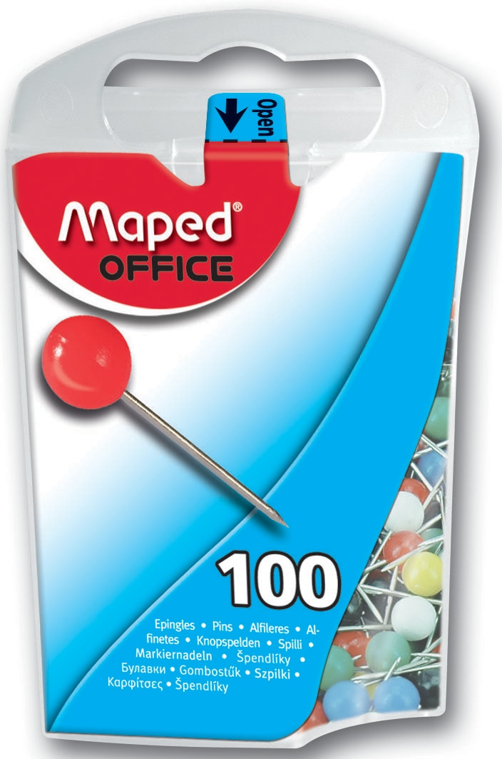 Imagem 0 de Caixa de Plástico 100 Alfinetes Sinalização 5 mm Maped Cores Sortidas