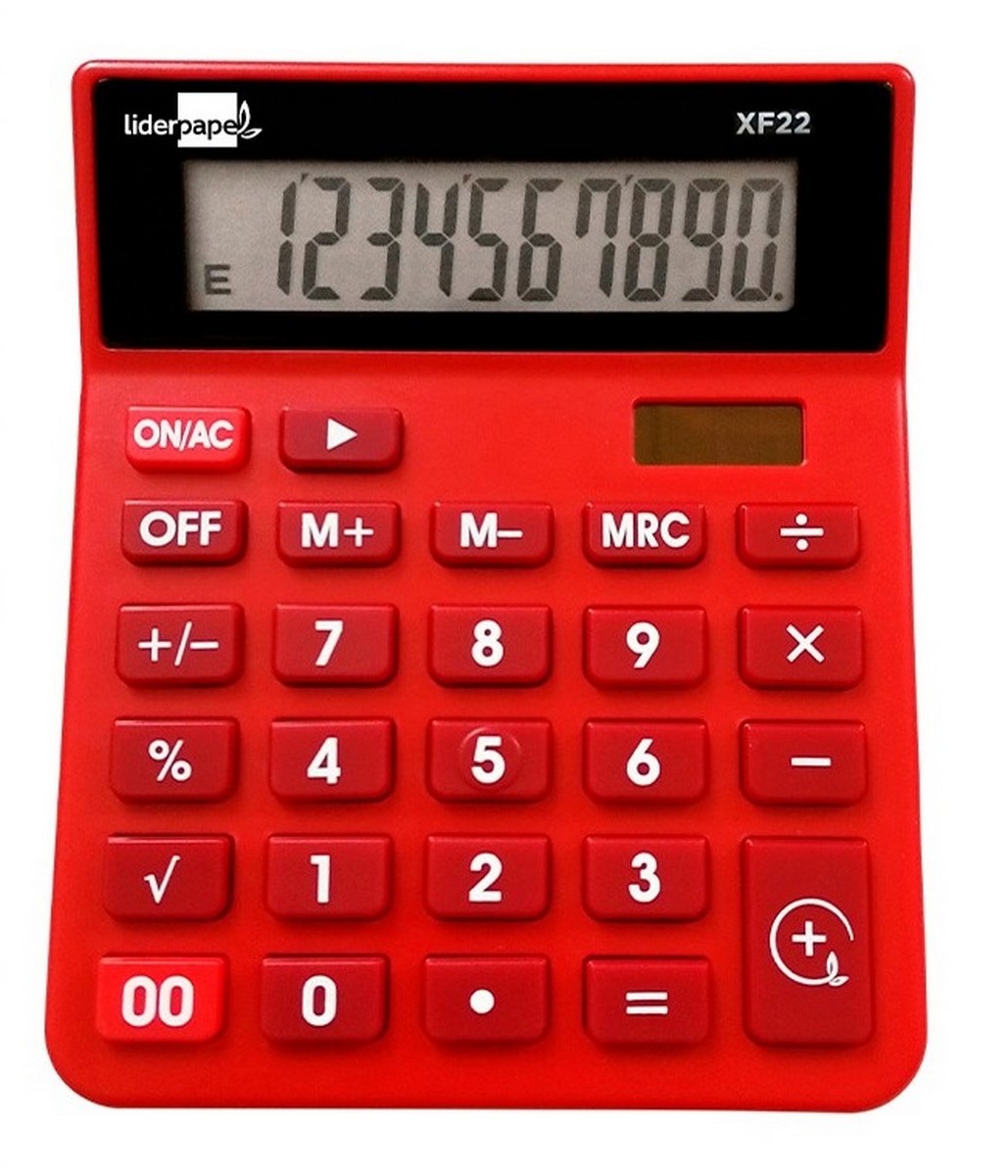 Imagem 0 de Calculadora de Escritório 10 Digitos Solar e Pilhas Vermelho