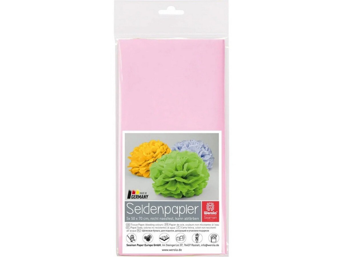 Papel de Seda Rosa 50 x 70 cm Werola 1