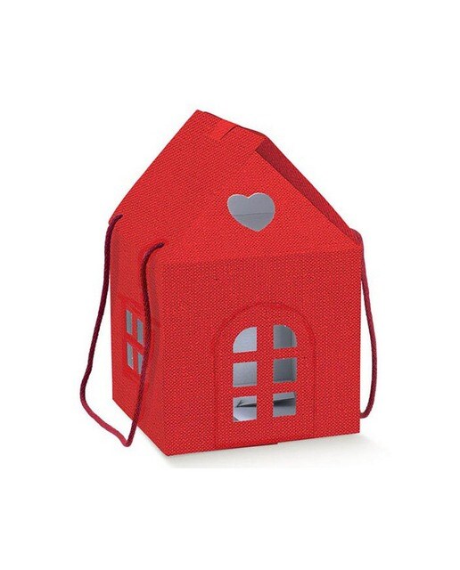 Caixa de casa de campo com cordões de linho vermelho 1