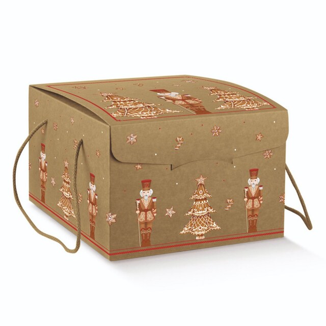 Imagem 0 de Caixa multiusos em cartão kraft com padrão natalícios do quebra-nozes