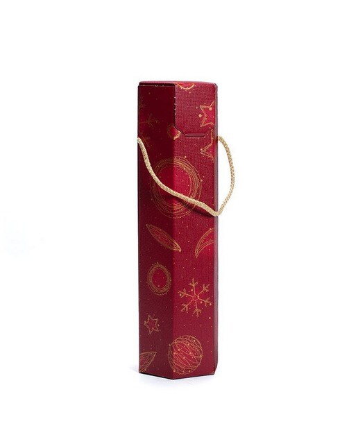 Caixas com Corda para Garrafas de Vinho - Universo Hexagonal Vermelho - Unidade de Venda 5 Caixas 1