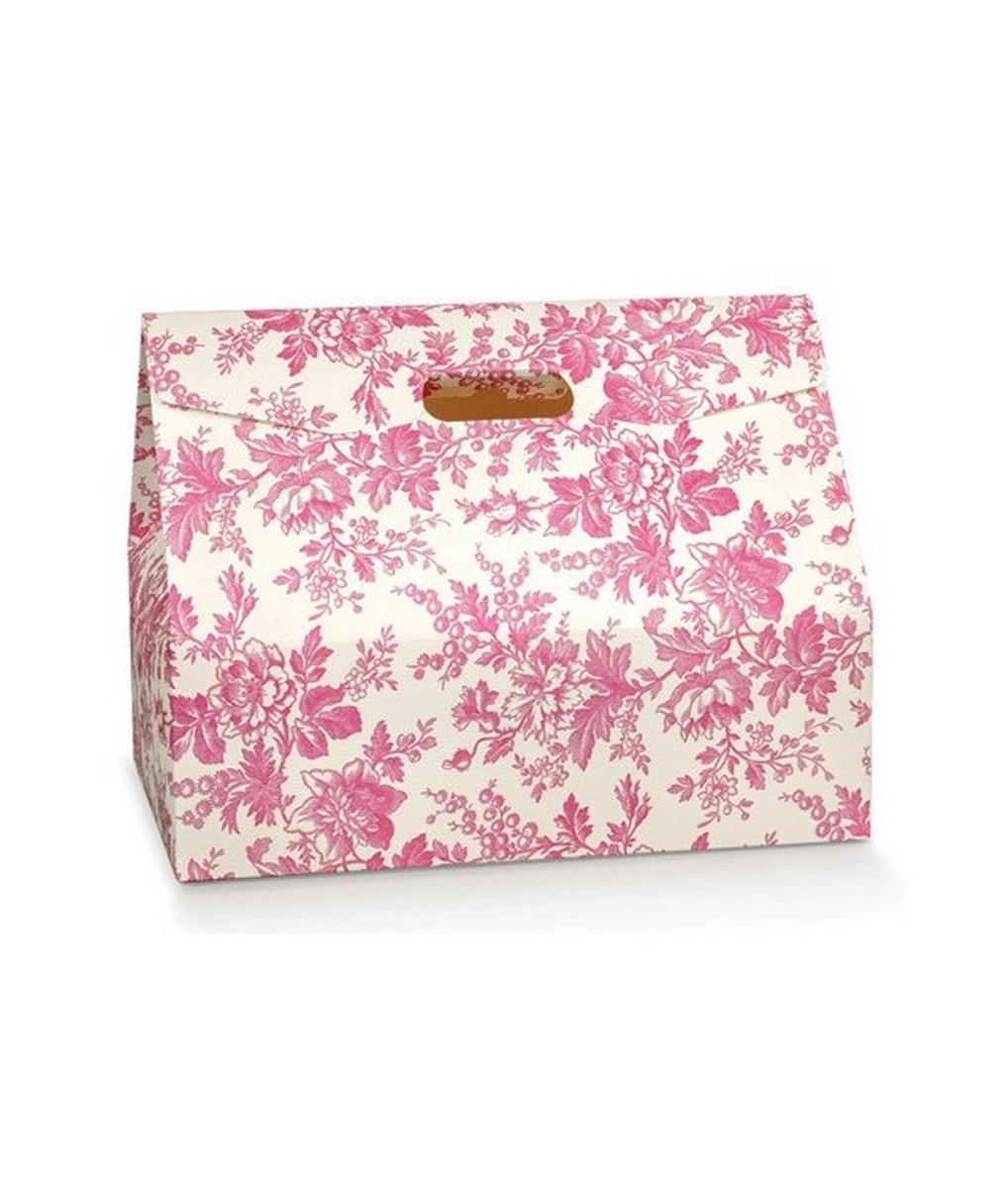 Caixa multiusos retangular floral rosa 1