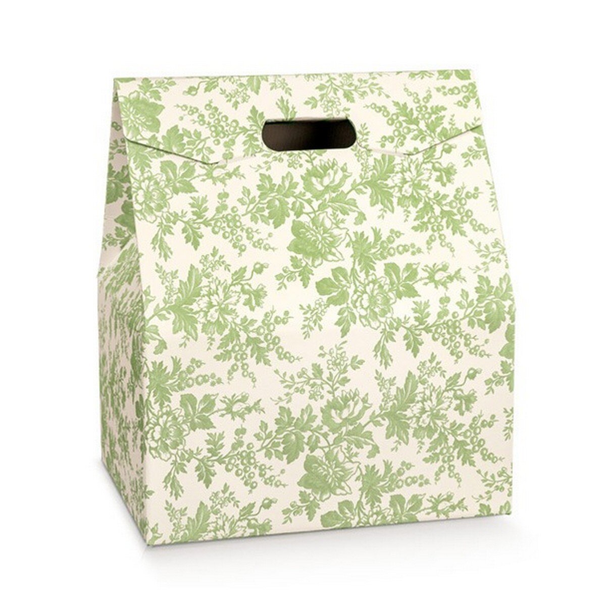 Caixa multiusos, base retangular com imagem floral verde 1