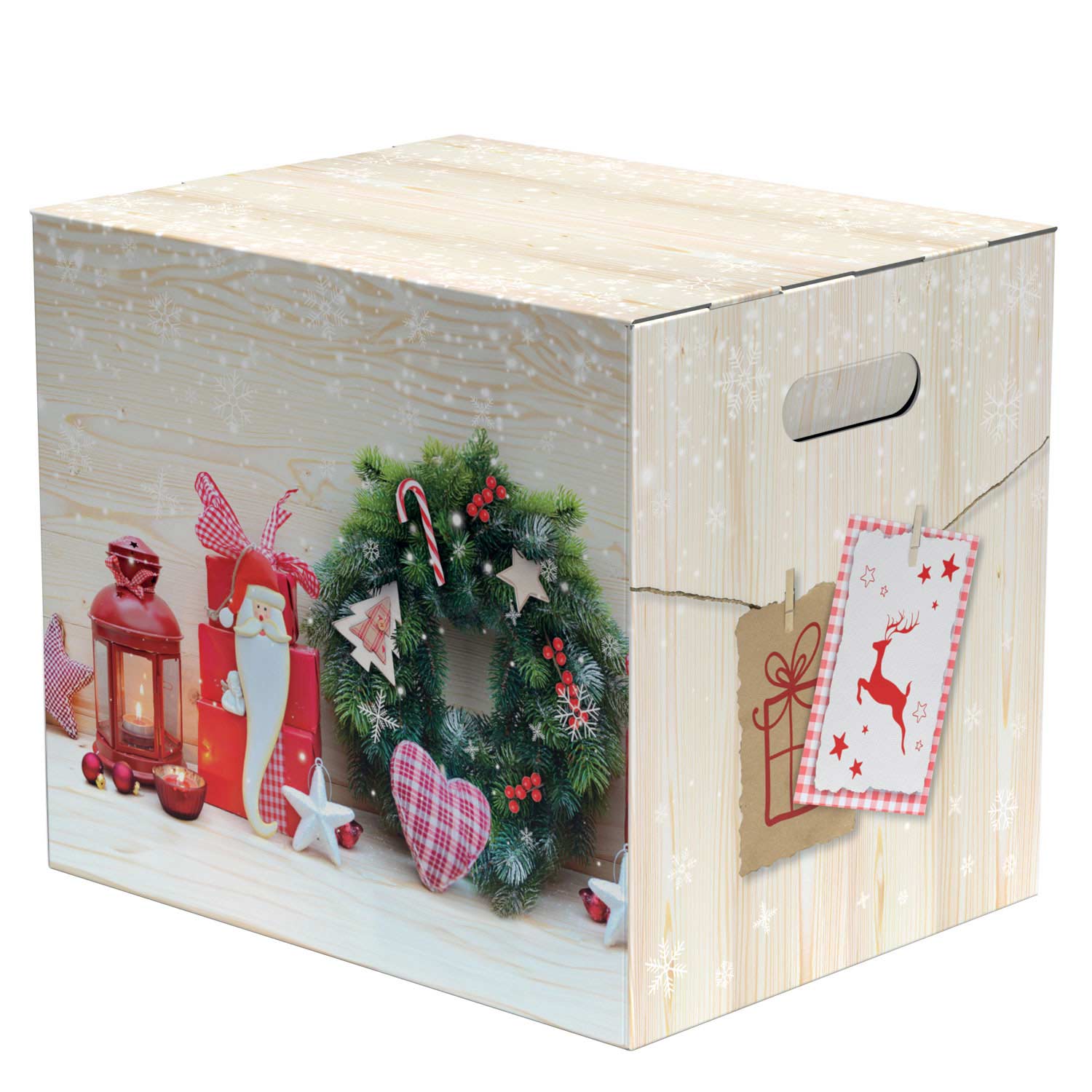 Caixa de Cartão Cabaz Cozy Christmas com Pega - 38,5x30x33cm 1