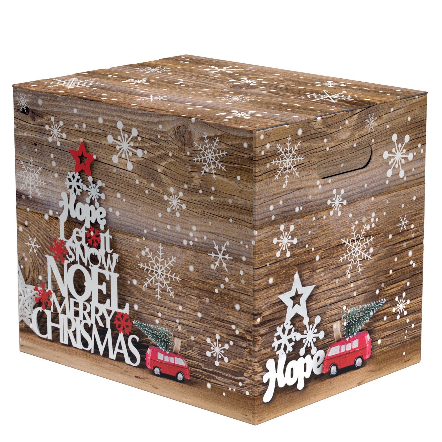 Caixa de Cartão Cabaz Snow Flakes com Pega - 38,5x30x33cm 1