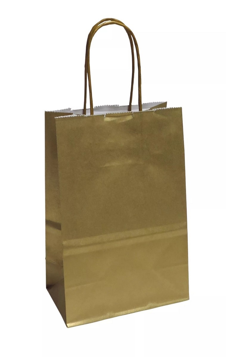 Saco de Papel Asa Torcida Ouro 14×8,5×21,5cm 1