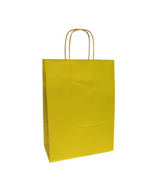 Saco de Papel Asa Torcida Amarelo 27x12x37cm 1