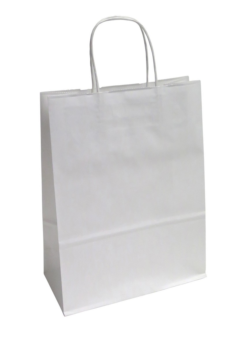 Saco de Papel Asa Torcida 35 Kraft Branco 18x8x24cm 1