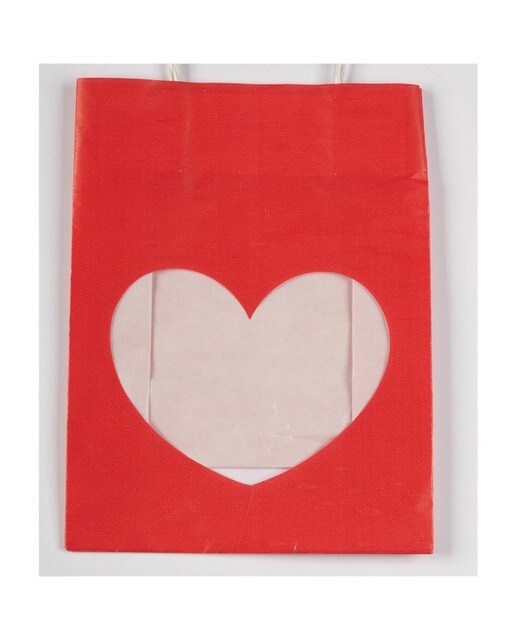 Saco DE Papel Asa Torcida Coracao Vermelho 16x14x8cm 1