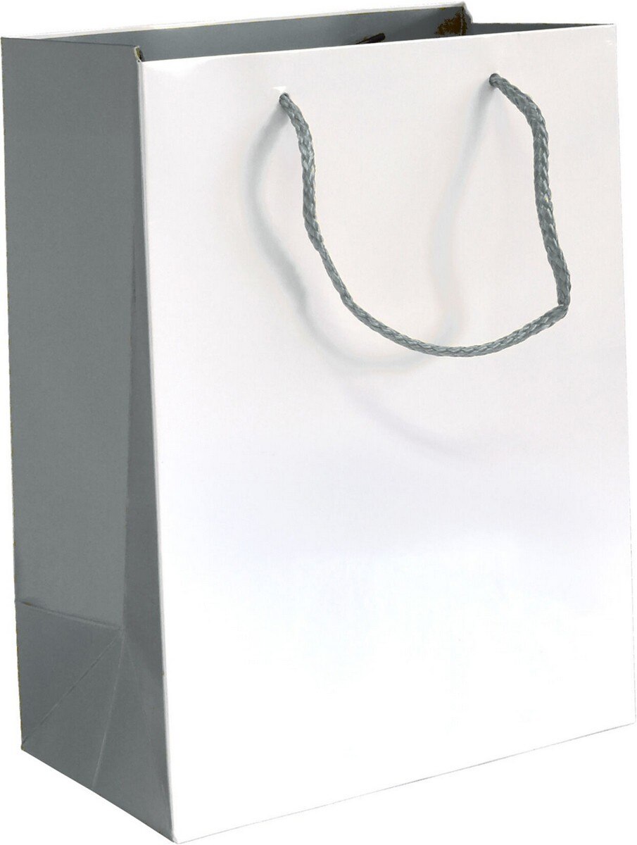 Saco de Papel Asa Cordao Lux 210g Branco/prata 18x10x23cm 1