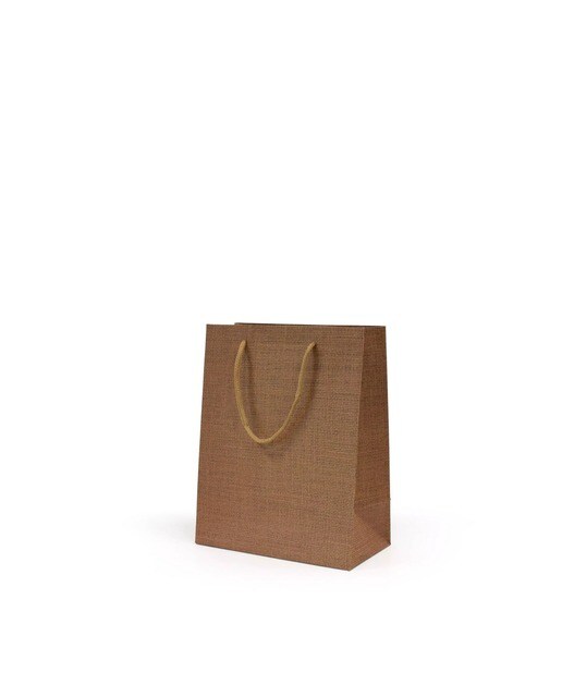 Saco de Papel Asa Cordao Lux 210g Kraft Jutta 18x10x23cm 1