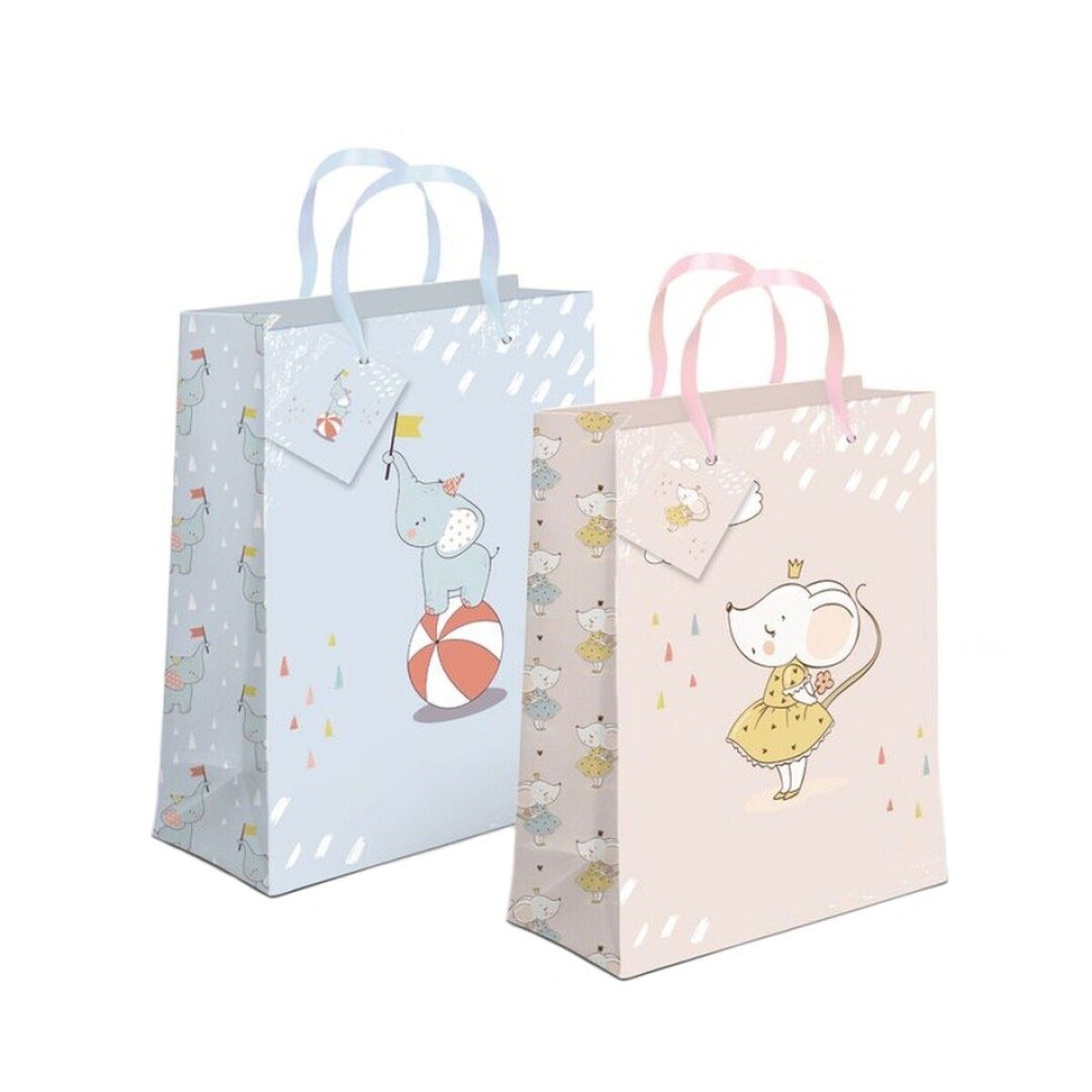 Imagem 0 de Saco de papel asa tecido d'casa elefante/ratita 18x23x10cm - Artigo Sortido. Envio realizado de forma aleatória