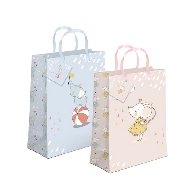 Imagem 0 de Saco de papel asa tecido d'casa elefante/ratita 18x23x10cm sortido