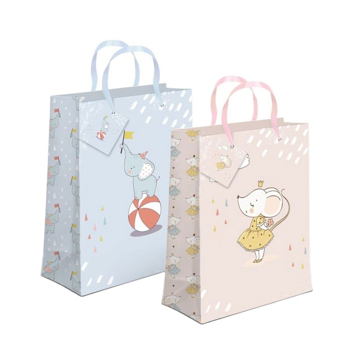 Imagem 0 de Saco de papel asa tecido d'casa elefante/ratita 26x32x10cm - Artigo Sortido. Envio realizado de forma aleatória