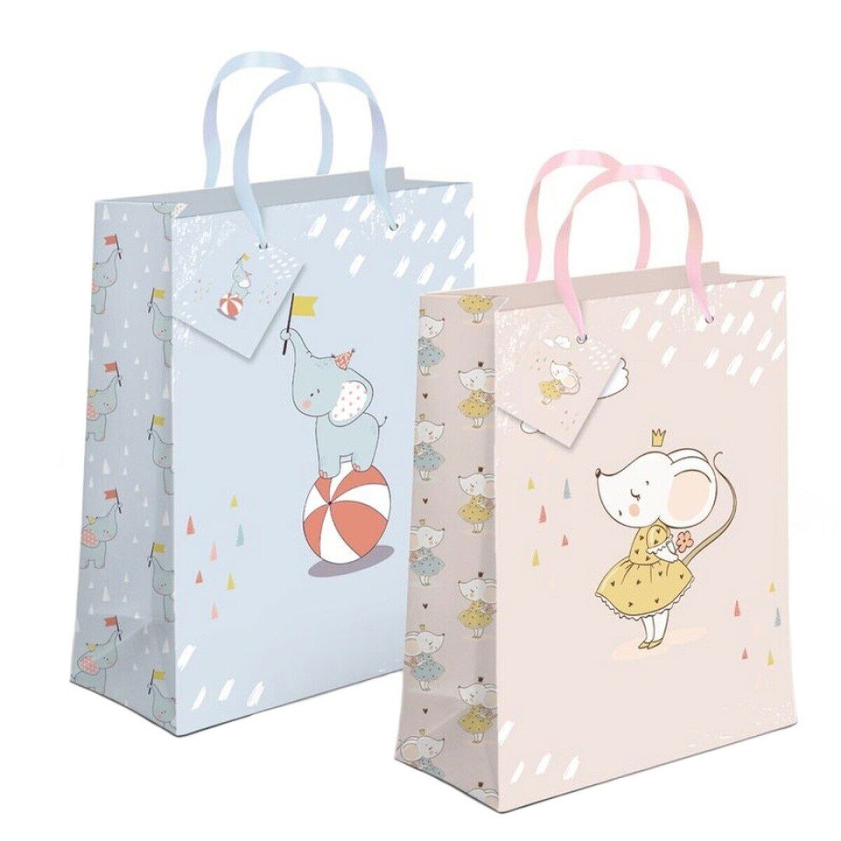 Imagem 0 de Saco de papel asa tecido d'casa elefante/ratita 33x45x10cm - Artigo Sortido. Envio realizado de forma aleatória