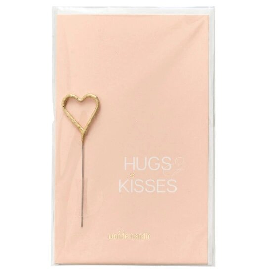 Imagem 0 de Vela Sparkler Com Postal Wondercandle Coração Dourado "Hugs & Kisses" 32108